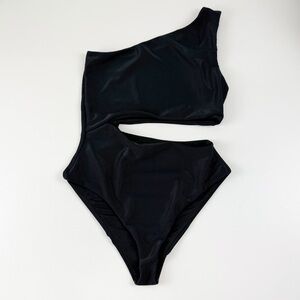 NEW Beach Riot Celine One Piece Swimsuit Small Black One Shoulder Cut Out NWOT